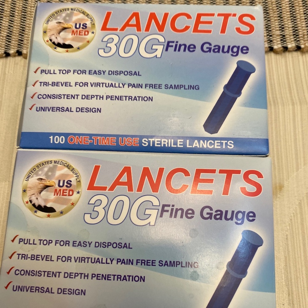 2x 100 count US Med 30g Lancets For Diabetic Testing